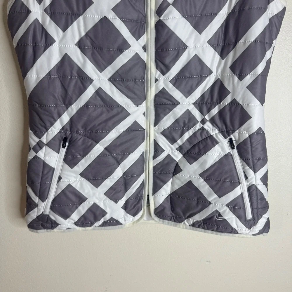 Nike Golf Vest ladies Tour Performance Quilted Puffer Grey White Large